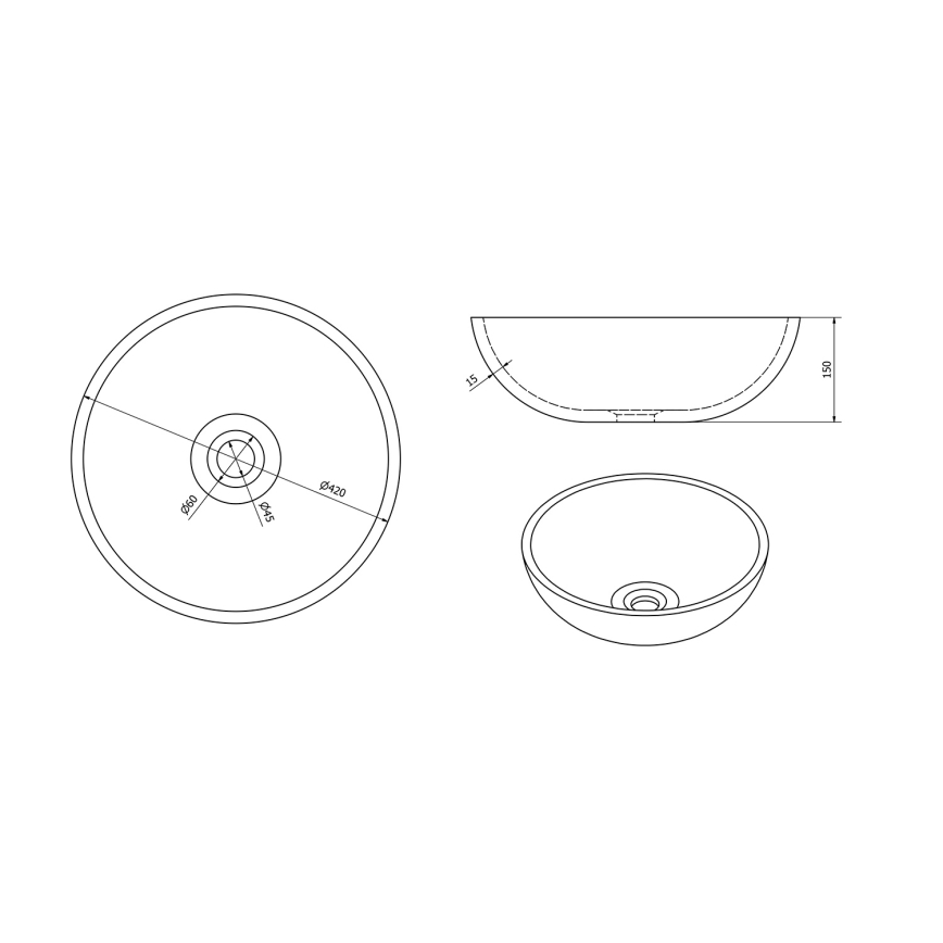 Sapho - Umivalnik na pult PRIORI, premer 42 cm, keramika/zelena