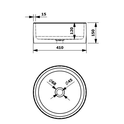 Sapho - Umivalnik na pult PRIORI Ø 41 cm bela/siva