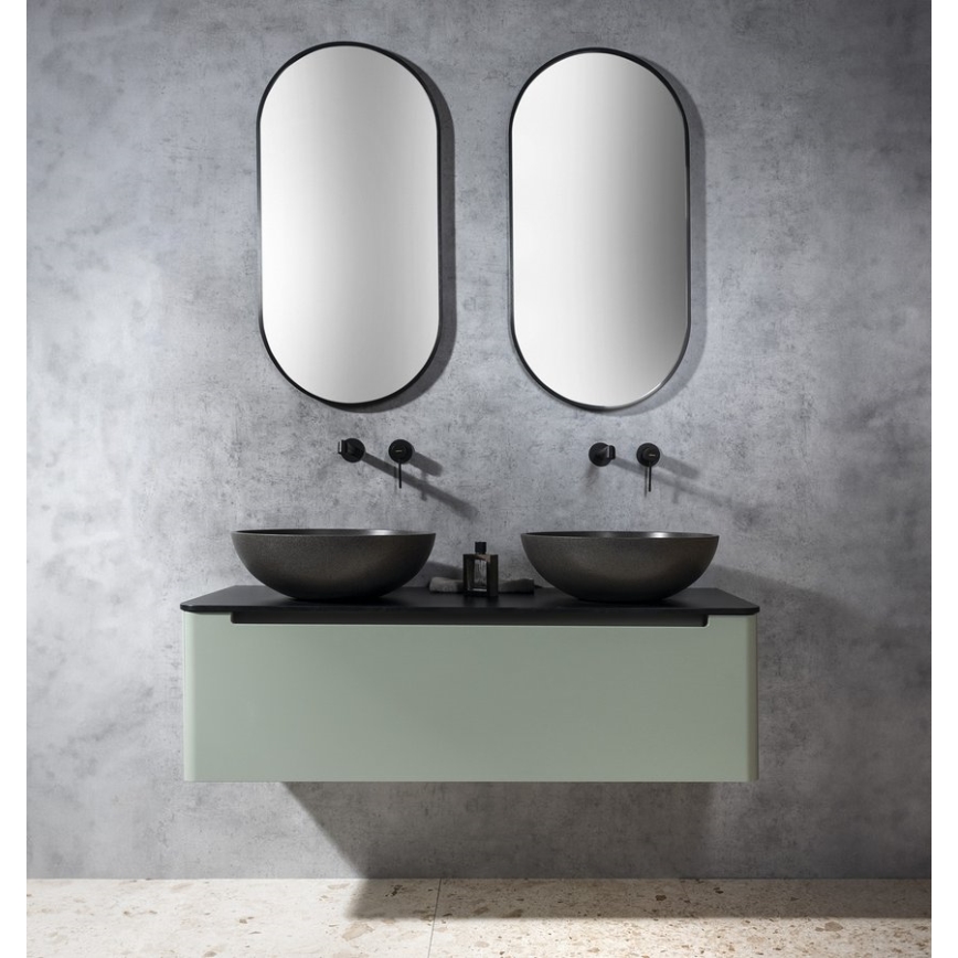 Sapho - Umivalnik na pult TURF premer 44 cm beton/črni granit