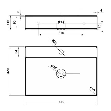 Sapho - Umivalnik za pult AURUM 55x42 cm brušeno nerjavno jeklo