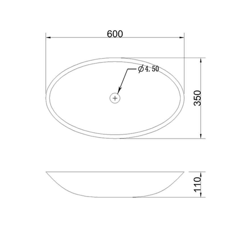 Sapho - Umivalnik za pult BLOK 60x35 cm marquin/mat črna