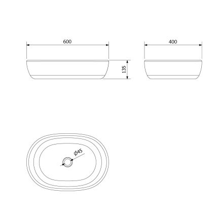 Sapho - Umivalnik za pult PRIORI 60x40 cm keramika/črna/modra