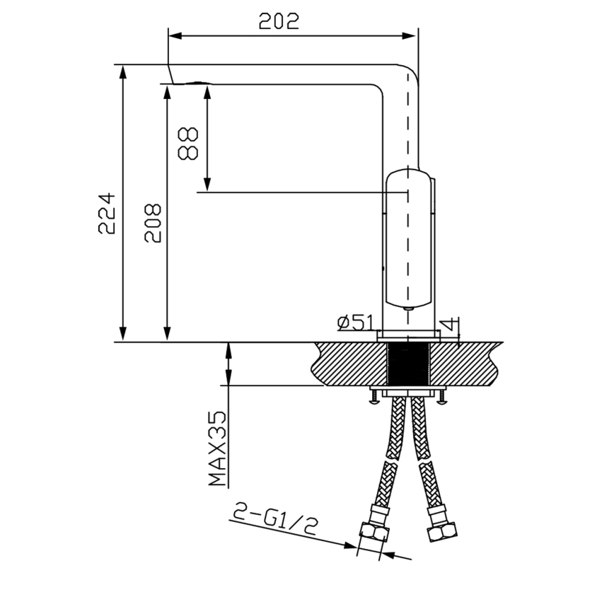 Sapho - Umivalniška armatura MIXONA 22,4 cm, sijajni krom