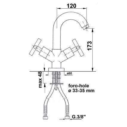 Sapho - Umivalniška baterija AXIA, sijajni krom