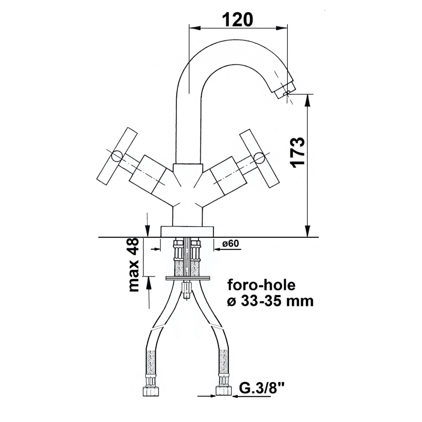 Sapho - Umivalniška baterija AXIA, sijajni krom