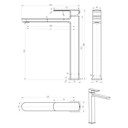 Sapho - Umivalniška baterija MIXONA 29,8 cm, sijajni krom