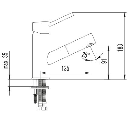 Sapho - Umivalniška baterija SOLITER 18,3 cm, poliran krom