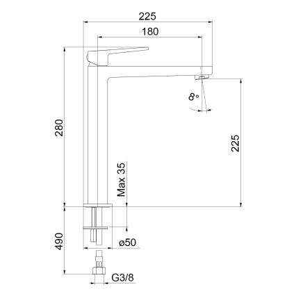 Sapho - Umivalniška baterija TURSI 28 cm sijajni krom