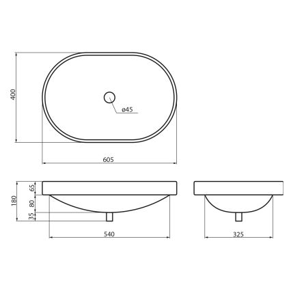 Sapho - Vgradni umivalnik LIMA 60x40 cm keramika/bela