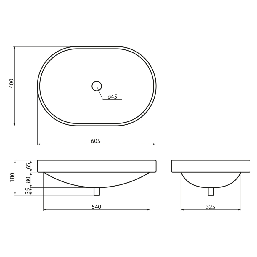 Sapho - Vgradni umivalnik LIMA 60x40 cm keramika/bela