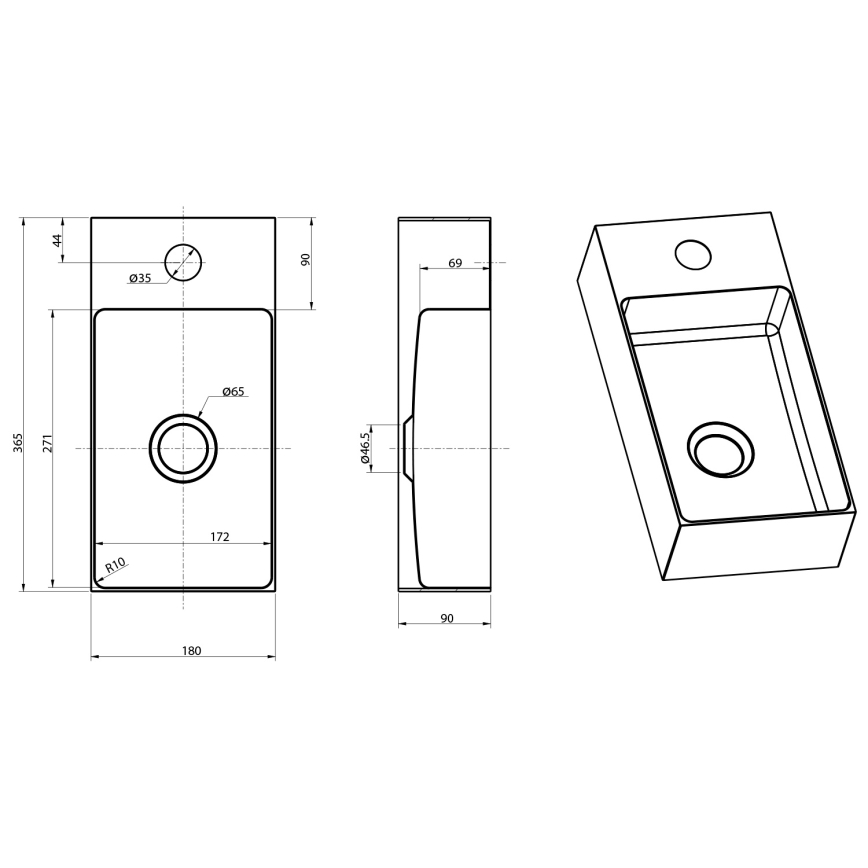 Sapho - Viseči umivalnik AURUM 36,5 x 18 cm v matni bakreni barvi