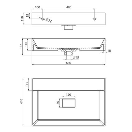 Sapho - Viseči umivalnik GODIVA 68x44 cm marmor/bela