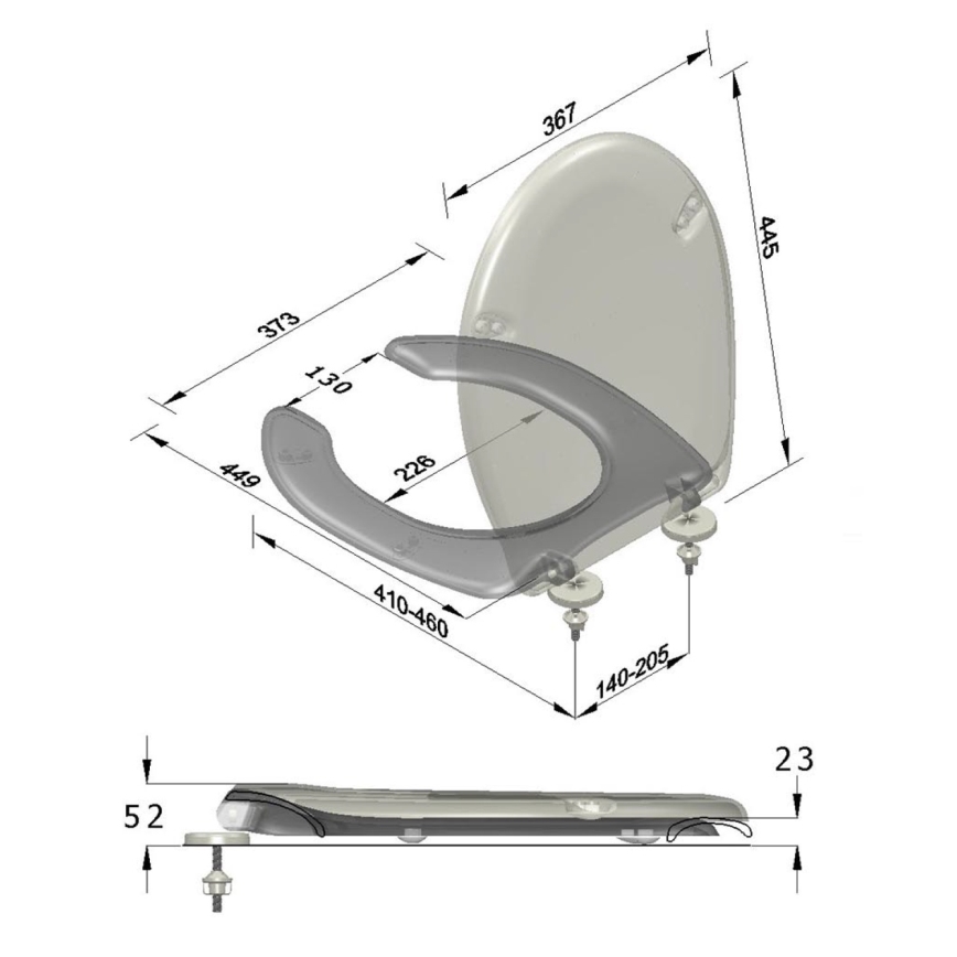 Sapho - WC daska za osebe z invalidnostmi, bela/duroplast