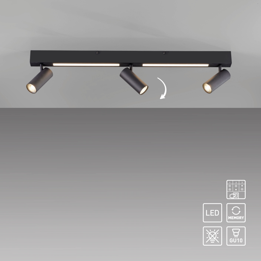 Schöner Wohnen 11794-18 - LED stropna svetilka DANTE 3xGU10/10W/230V + LED/14,4W črna