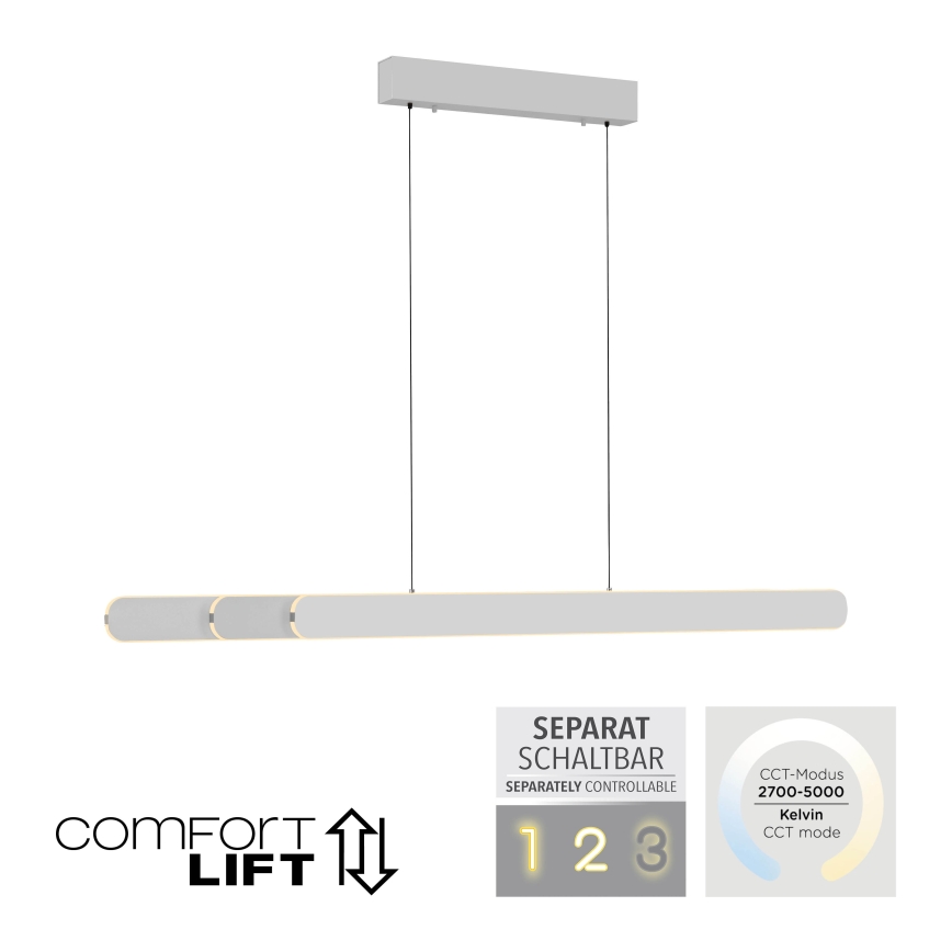 Schöner Wohnen 12577-16 - LED lestenec z možnostjo zatemnitve na kablu ADRIANA ROUND 2xLED/24W/230V 2700/3000/3500/4000/5000K 160 cm bela