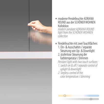 Schöner Wohnen 12577-16 - LED lestenec z možnostjo zatemnitve na kablu ADRIANA ROUND 2xLED/24W/230V 2700/3000/3500/4000/5000K 160 cm bela