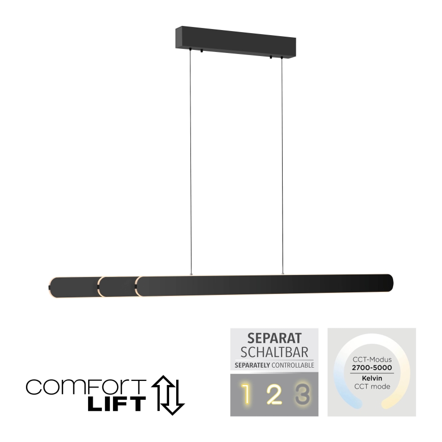Schöner Wohnen 12577-18 - LED zatemnjiva viseča svetilka na kablu ADRIANA ROUND 2xLED/24W/230V 2700/3000/3500/4000/5000K 160 cm črna