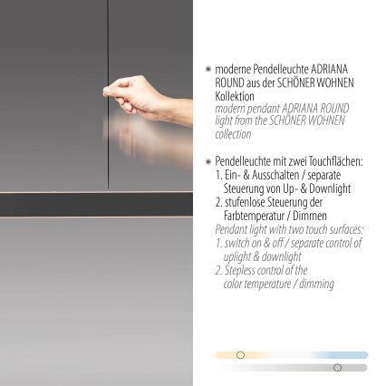Schöner Wohnen 12577-18 - LED zatemnjiva viseča svetilka na kablu ADRIANA ROUND 2xLED/24W/230V 2700/3000/3500/4000/5000K 160 cm črna
