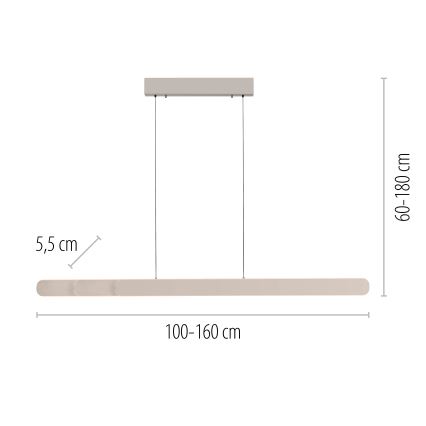 Schöner Wohnen 12577-39 - Zatemnljiv LED lestenec na kablu ADRIANA ROUND 2xLED/24W/230V 2700/3000/3500/4000/5000K siva