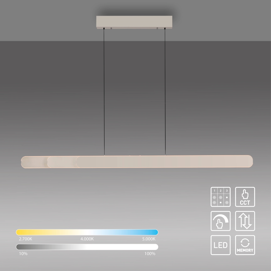 Schöner Wohnen 12577-39 - zatemljiv LED viseči lestenec na kablu ADRIANA ROUND 2xLED/24W/230V 2700/3000/3500/4000/5000K 160 cm siva