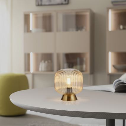 Schöner Wohnen 13573-27 - Namizna svetilka NAMI 1xE27/25W/230V zlata/bežna/dimna