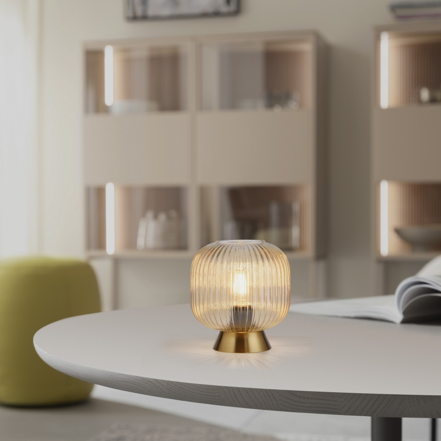 Schöner Wohnen 13573-27 - Namizna svetilka NAMI 1xE27/25W/230V zlata/bežna/dimna