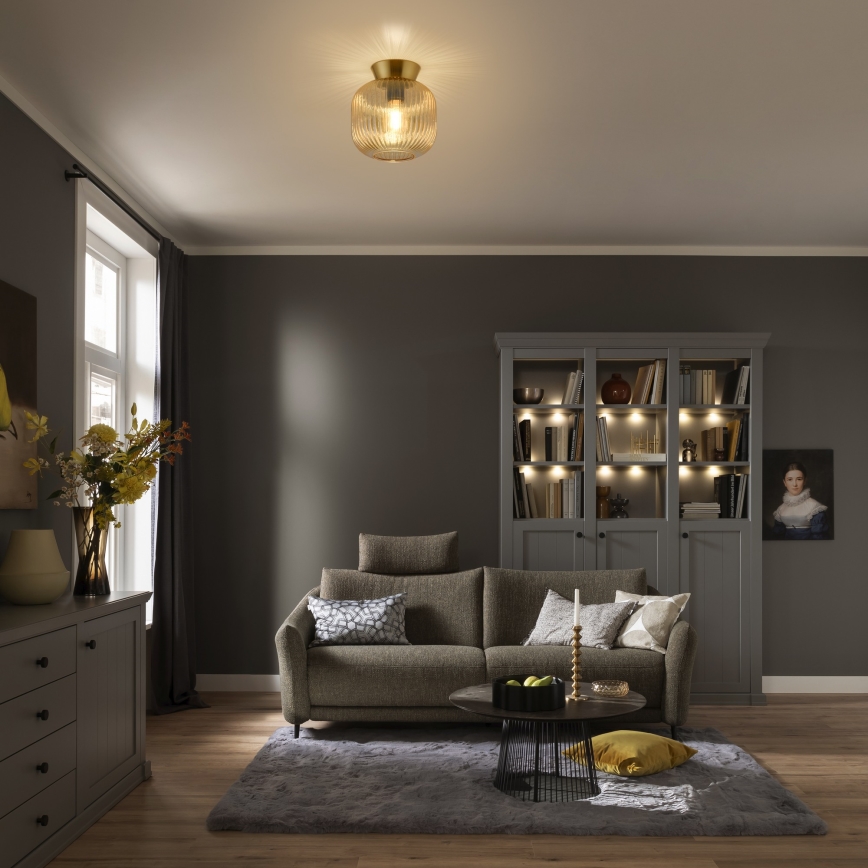 Schöner Wohnen 13574-27 - Stropna svetilka NAMI 1xE27/25W/230V premer 20 cm zlata/bežna/dimna