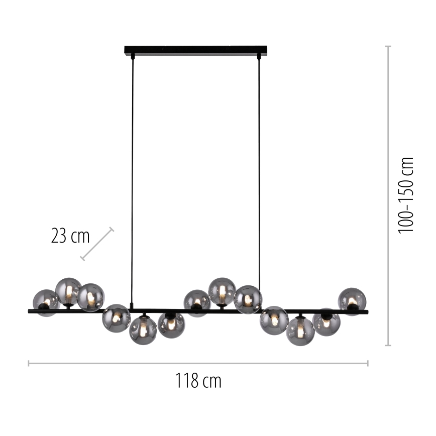 Schöner Wohnen 14504-18 - LED lestenec na lanku DUBAI 13xG9/3W/230V 118 m črna/dimna