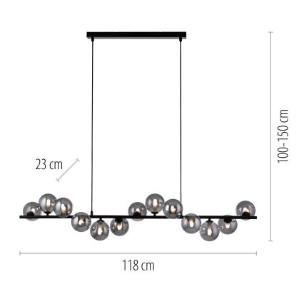 Schöner Wohnen 14504-18 - LED viseči lestenec na kablu DUBAI 13xG9/3W/230V črna/dimna