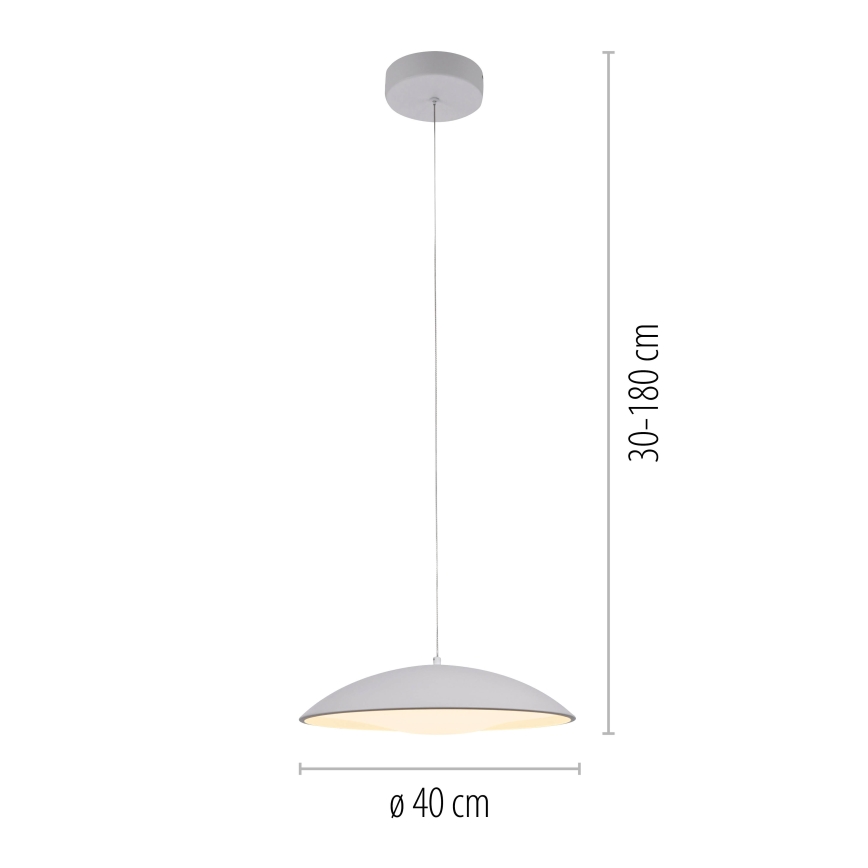 Schöner Wohnen 14606-16 - Zatemljiv LED viseči lestenec na kablu LENTE, LED/17W/230V, Ø 40 cm, bela