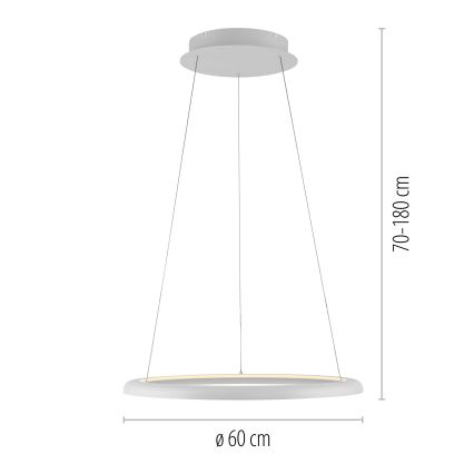 Schöner Wohnen 15570-16 - Zatemnljiv LED lestenec na kablu QUILLO, LED/36W/230V, premer 60 cm, bel