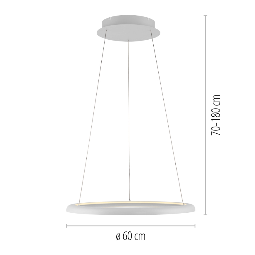 Schöner Wohnen 15570-16 - Zatemnljiv LED lestenec na kablu QUILLO, LED/36W/230V, premer 60 cm, bel