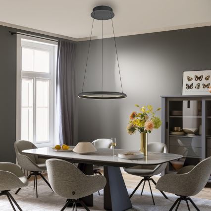 Schöner Wohnen 15570-18 - QUILLO zatemljiv LED lestenec na kablu, 36W/230V, Ø 60 cm, črn