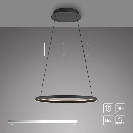 Schöner Wohnen 15570-18 - QUILLO zatemljiv LED lestenec na kablu, 36W/230V, Ø 60 cm, črn