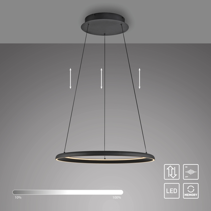 Schöner Wohnen 15570-18 - QUILLO zatemljiv LED lestenec na kablu, 36W/230V, Ø 60 cm, črn