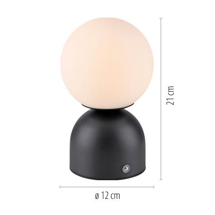 Schöner Wohnen 19218-18 - LED na dotik z nastavljivo svetlostjo, polnilna namizna svetilka RUDI LED/1,2W/5V 3000-6000K 1200 mAh črna