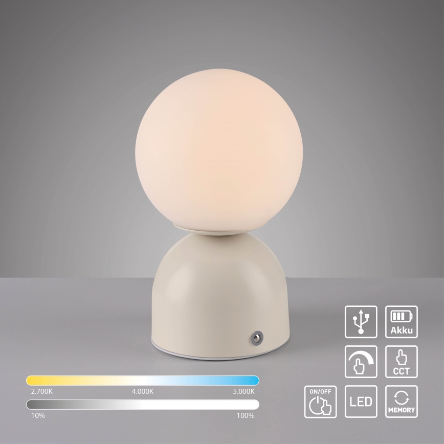 Schöner Wohnen 19218-39 - LED zatemnitvena namizna polnilna svetilka na dotik RUDI LED/1,2W/5V 3000-6000K 1200 mAh siva