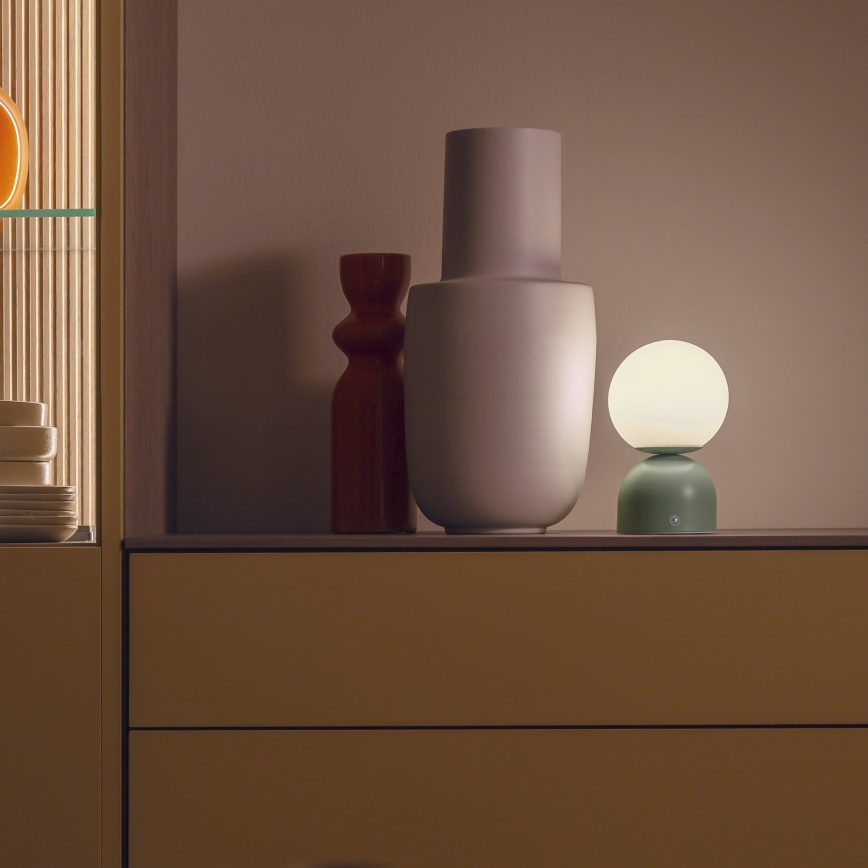 Schöner Wohnen 19218-43 - zatemnjevalna LED namizna svetilka RUDI, polnilna, upravljanje na dotik, LED/1,2W/5V 3000-6000K 1200 mAh, zelena