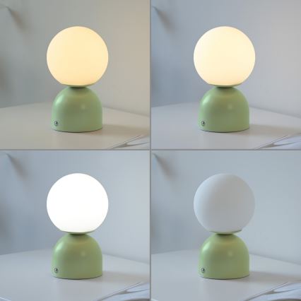 Schöner Wohnen 19218-43 - zatemnjevalna LED namizna svetilka RUDI, polnilna, upravljanje na dotik, LED/1,2W/5V 3000-6000K 1200 mAh, zelena