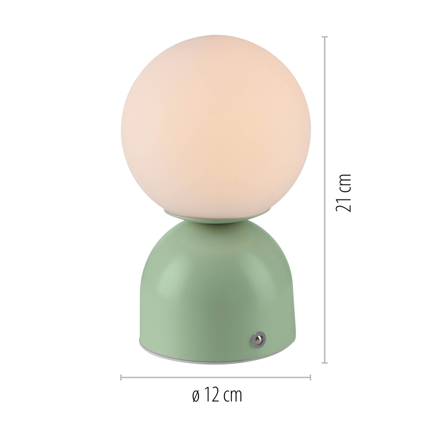 Schöner Wohnen 19218-43 - zatemnjevalna LED namizna svetilka RUDI, polnilna, upravljanje na dotik, LED/1,2W/5V 3000-6000K 1200 mAh, zelena