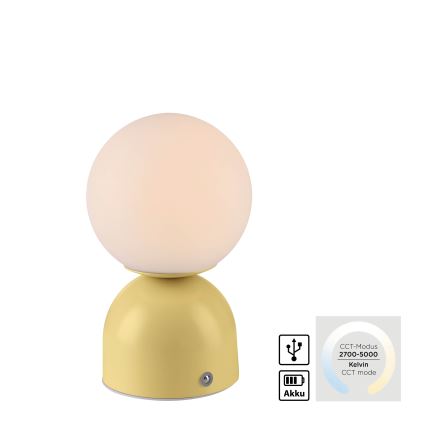 Schöner Wohnen 19218-81 - LED zatemnjiva dotikna polnilna namizna svetilka RUDI LED/1,2W/5V 3000-6000K 1200 mAh rumena