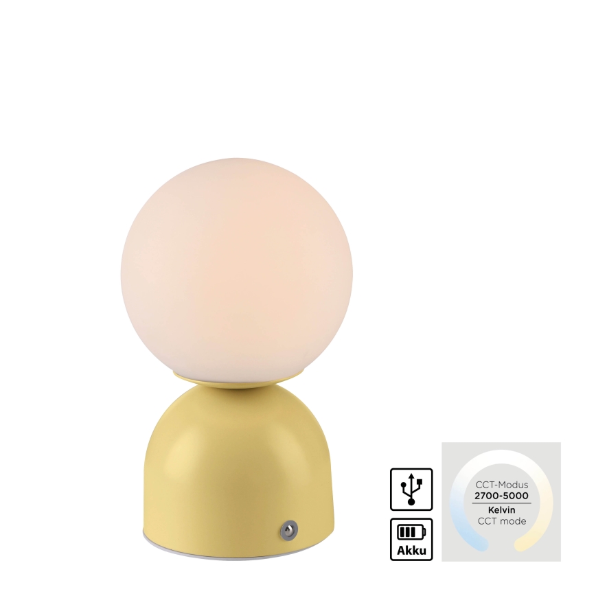 Schöner Wohnen 19218-81 - LED zatemnjiva dotikna polnilna namizna svetilka RUDI LED/1,2W/5V 3000-6000K 1200 mAh rumena