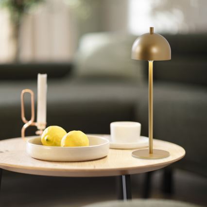 Schöner Wohnen 19244-12 - LED zatemnjevalna namizna polnilna zunanja svetilka BELLIS, na dotik, LED/2,5W/5V 2600 mAh IP54, zlata