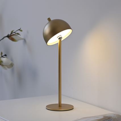 Schöner Wohnen 19244-12 - LED zatemnjevalna namizna polnilna zunanja svetilka BELLIS, na dotik, LED/2,5W/5V 2600 mAh IP54, zlata