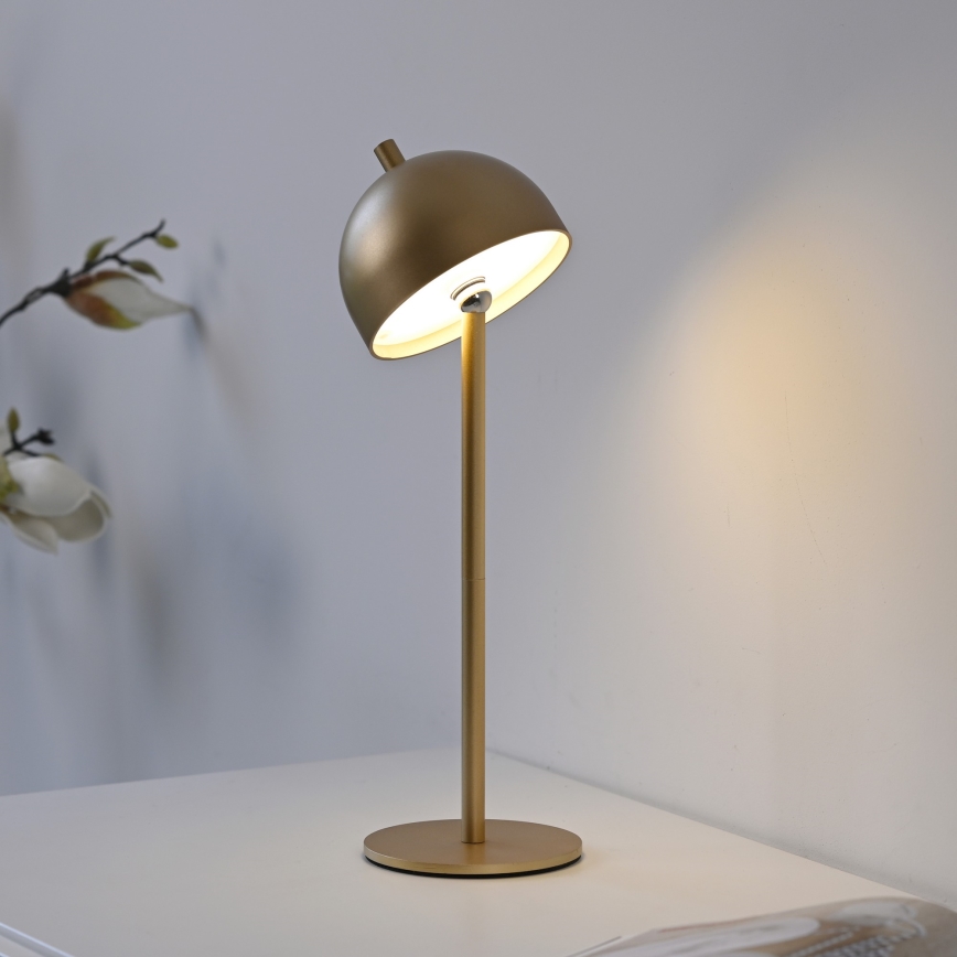 Schöner Wohnen 19244-12 - LED zatemnjevalna namizna polnilna zunanja svetilka BELLIS, na dotik, LED/2,5W/5V 2600 mAh IP54, zlata