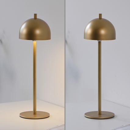 Schöner Wohnen 19244-12 - LED zatemnjevalna namizna polnilna zunanja svetilka BELLIS, na dotik, LED/2,5W/5V 2600 mAh IP54, zlata