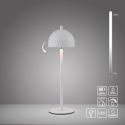 Schöner Wohnen 19244-16 - LED zatemnljiva na dotik upravljana polnilna zunanja namizna svetilka BELLIS LED/2,5W/5V 2600 mAh IP54 bela