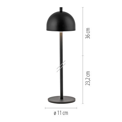 Schöner Wohnen 19244-18 - Zunanja polnilna LED namizna svetilka BELLIS, s funkcijo zatemnitve, upravljanje na dotik, LED/2,5W/5V, 2600 mAh, IP54, črna
