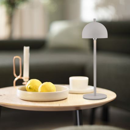 Schöner Wohnen 19244-39 - LED zatemnjevalna polnilna zunanja namizna svetilka BELLIS, upravljanje na dotik, LED/2,5 W/5 V, 2600 mAh, IP54, siva