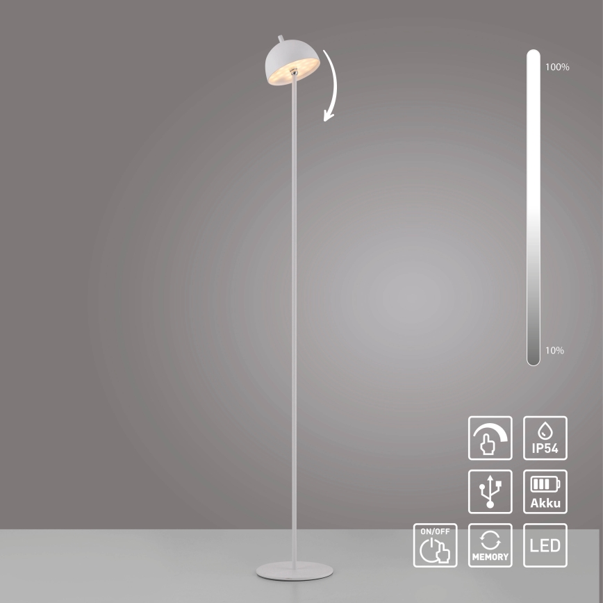 Schöner Wohnen 19245-16 - LED zatemnjevalna, na dotik upravljana polnilna zunanja stoječa svetilka BELLIS LED/2,5W/5V 2600 mAh IP54 bela